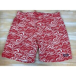 Vineyard Vines Mens Board Shorts Men’s Size 40 Coral Red & White Swirls
